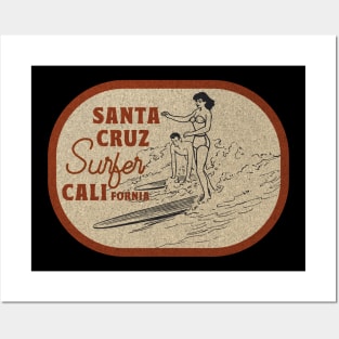 Vintage Surf Sticker Santa Cruz Surfer California Posters and Art